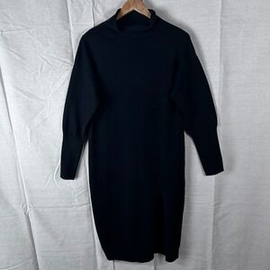 Anthropologie Line and Dot Black Sweater Dress Merino Wool Blend Womans Size XS